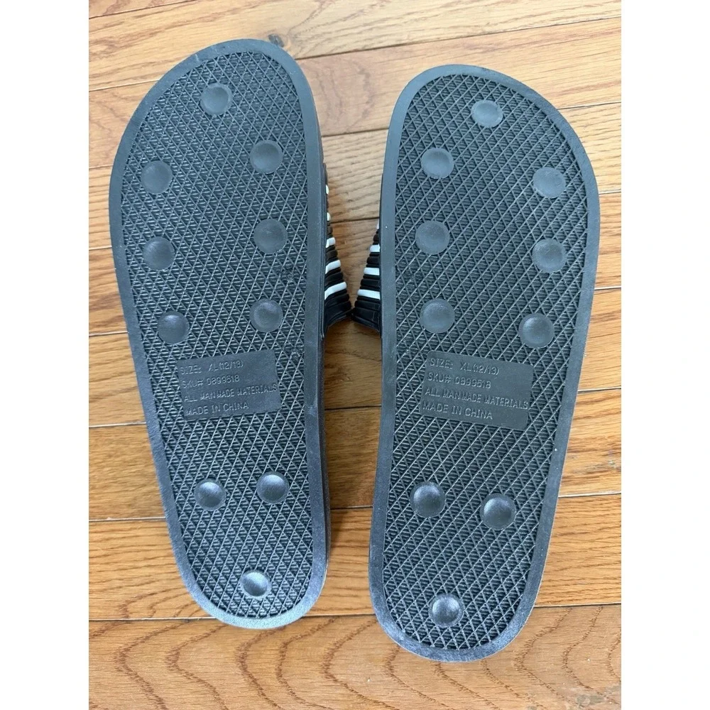 Pro Player Unisex Soccer Black White Striped Sandals Slides XL 12/13